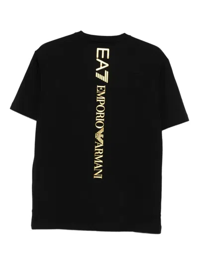 Ea7 Logo-print Cotton T-shirt In Black