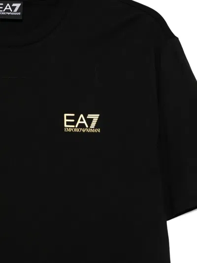 Ea7 Logo-print Cotton T-shirt In Black