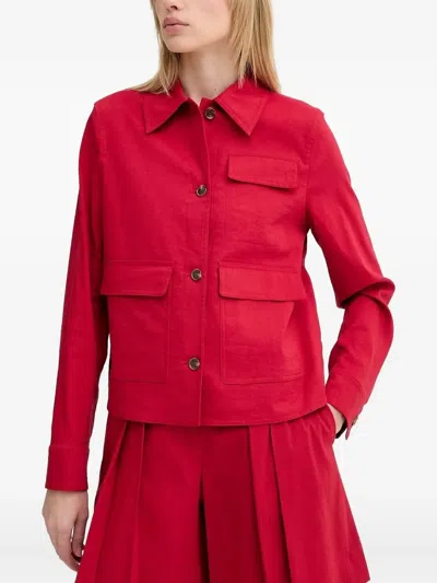 Theory Button-fastening Flap-pocket Jacket In Burgundy