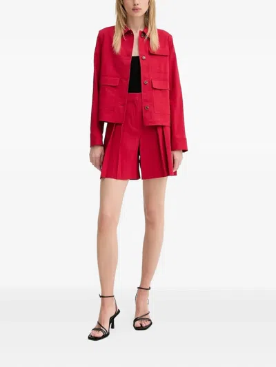 Theory Button-fastening Flap-pocket Jacket In Burgundy