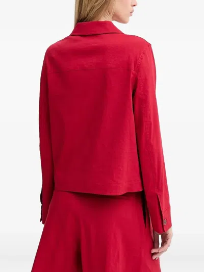 Theory Button-fastening Flap-pocket Jacket In Burgundy