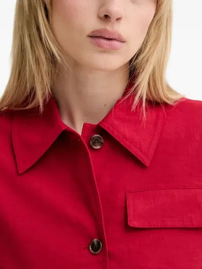 Theory Button-fastening Flap-pocket Jacket In Burgundy