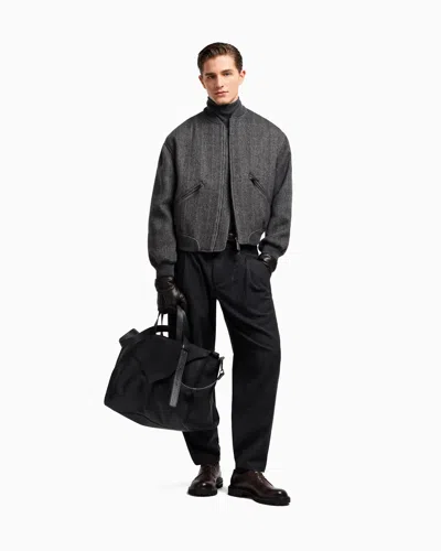 Giorgio Armani Mens Excalibur Herringbone Relaxed-fit Cashmere Jacket In Gray