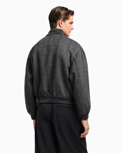 Giorgio Armani Mens Excalibur Herringbone Relaxed-fit Cashmere Jacket In Gray