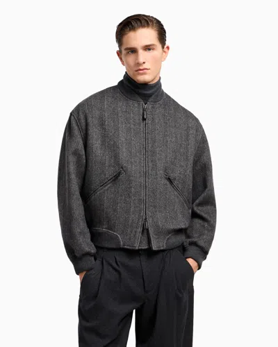 Giorgio Armani Mens Excalibur Herringbone Relaxed-fit Cashmere Jacket In Gray