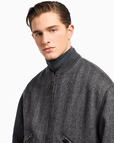 Giorgio Armani Mens Excalibur Herringbone Relaxed-fit Cashmere Jacket In Gray