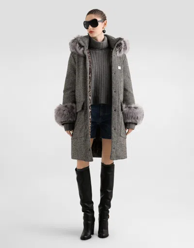 Dolce & Gabbana Cropped Ribbed Turtleneck Sweater Long Sleeves In Gray