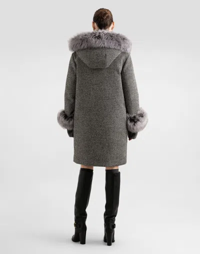 Dolce & Gabbana Cropped Ribbed Turtleneck Sweater Long Sleeves In Gray