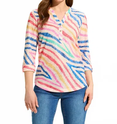 Fdj Zebra Three Quarter Sleeve Top In Trailblazer In Multi