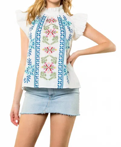 Thml Maria Flutter Sleeve Top In White In Multi