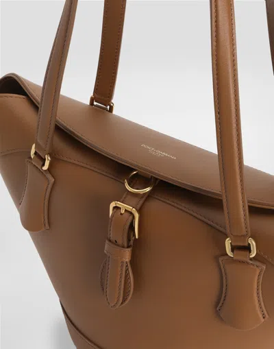 Dolce & Gabbana Buckle Detailed Shoulder Bag In Brown