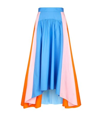 Shop Peter Pilotto Colour-block Cotton Maxi Skirt
