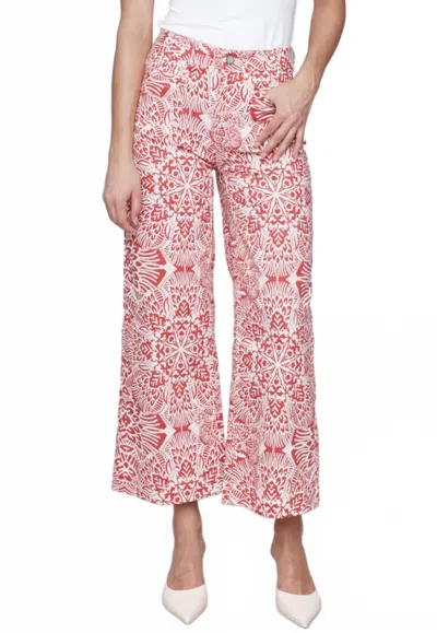 Charlie B Printed Crop Flare Patch Pocket Pant In Fieats In Multi