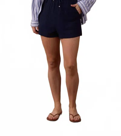 The Normal Brand Leukos Linen-blend Paperbag Shorts In Navy In Multi