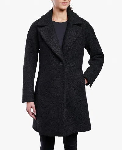 London Fog Single Button-front 35" Peacoat In Black In Black