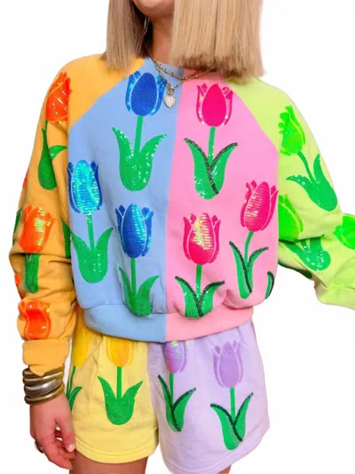 Queen Of Sparkles Neon Tulip Short In Multi In Multi