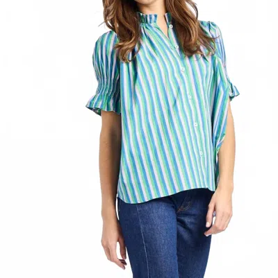 Mille Marnie Button Down Blouse In Printemps Stripe In Blue