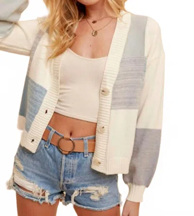 Hem & Thread Colorblock Cardigan In Blue In Multi