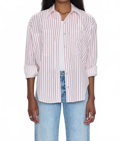 Pistola Samantha Oversized Stripe Button Up Shirt In Ruby Stripe In Neutral