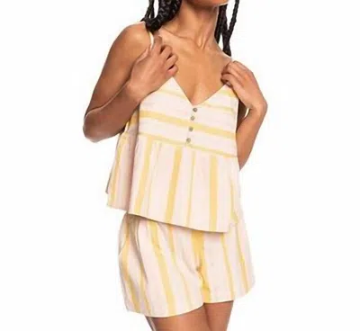 Roxy Open Eyes Tank In Tapioca Alla Stripe Verticale In Yellow