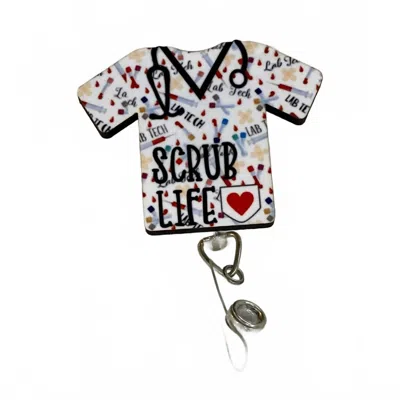 Glitter And Glue 4 You Scrub Life Acrylic Badge Reel Holder In Phlebotomist In Multi