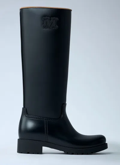 Max Mara Monogram Rain Boots In Black