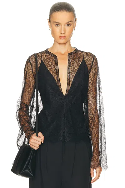 Brandon Maxwell The Eloise Chantilly Lace Top In Black