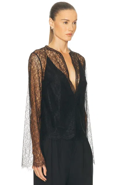 Brandon Maxwell The Eloise Chantilly Lace Top In Black
