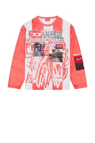 Diesel Striped Long-sleeve T-shirt With Photo Patches In Multi