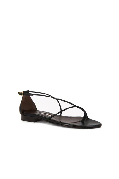 Emme Parsons String Leather Sandals In Black