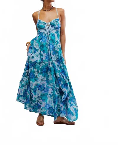 Free People Dream Weaver Maxi Dress Womens Blue Floral Sleeveless Ddr1427 In Blue