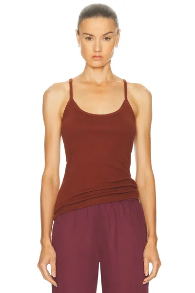 Leset Pointelle Classic Tank Top In Brown