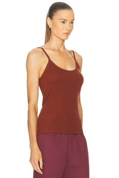 Leset Pointelle Classic Tank Top In Brown