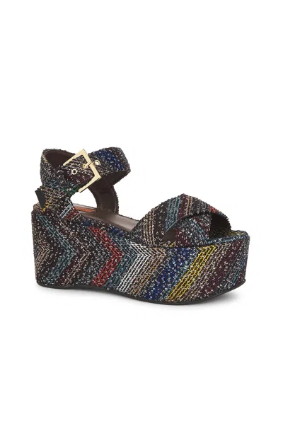 Missoni Woman Sandals Charcoal Size 8 Textile Fibers In Multi