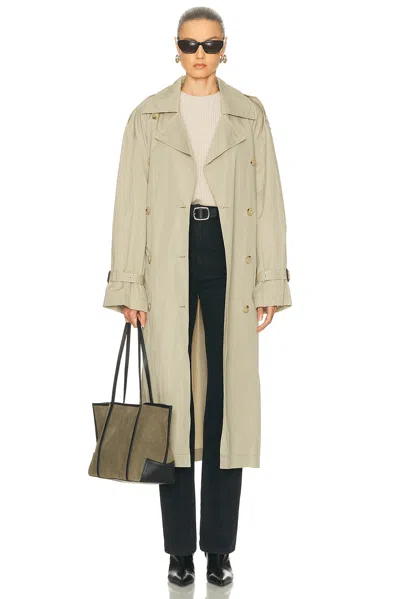 Totême Clay Crisp Cotton Blend Double-breasted Trench Coat In Neutral