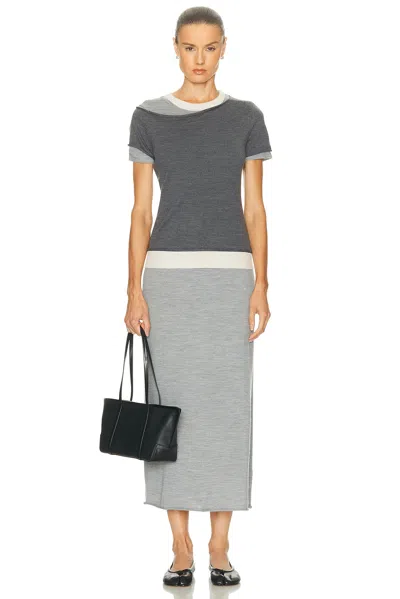Staud Lyric Merino Wool-nylon Maxi Dress In Heather Grey In Multi