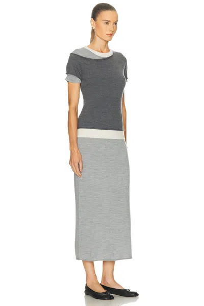 Staud Lyric Merino Wool-nylon Maxi Dress In Heather Grey In Multi