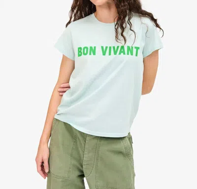 Clare V Bon Vivant Classic Tee In Sky Blue With Grass In White