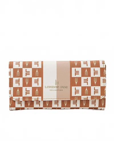 London Fog Women's Lara Signature Flap Wallet In Camel In Brown