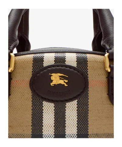 Burberry Mini Highlands Bowling Handbag And Handles In Neutral