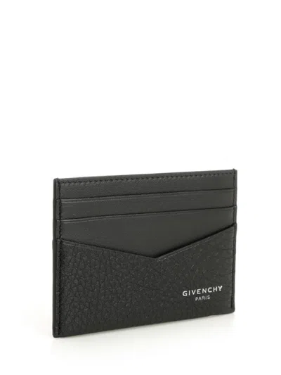 Givenchy Black Card Holder With V Detail And Logo Lettering On The Front In Leather Man In Black