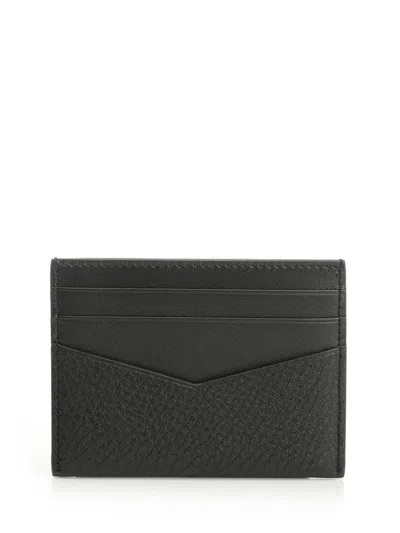 Givenchy Black Card Holder With V Detail And Logo Lettering On The Front In Leather Man In Black