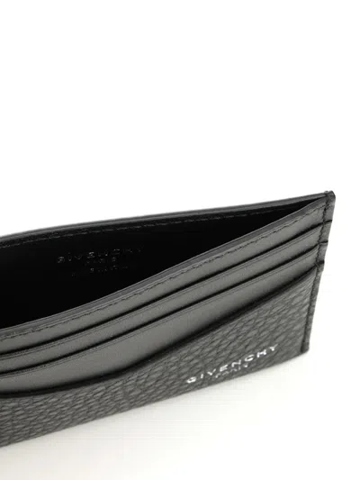 Givenchy Black Card Holder With V Detail And Logo Lettering On The Front In Leather Man In Black
