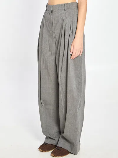 Jacquemus Curvo High-rise Cotton-blend Straight-leg Pants In Gray