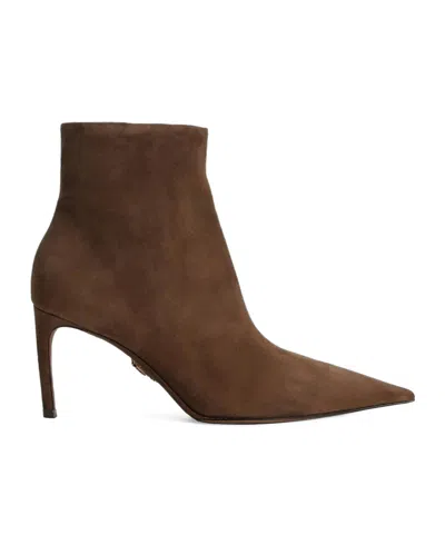 Dolce & Gabbana Devotion Suede Ankle Boots In Brown