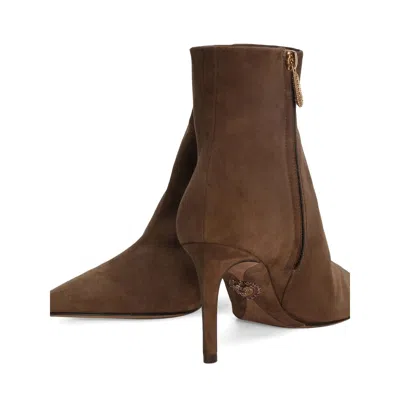 Dolce & Gabbana Devotion Suede Ankle Boots In Brown