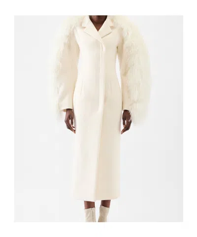 Jacquemus Le Manteau Boa Lamb Shearling Long Wool Coat In Neutral
