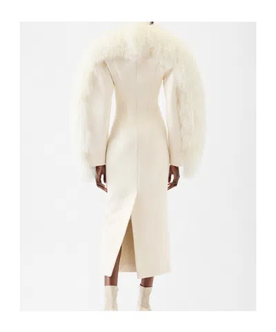 Jacquemus Le Manteau Boa Lamb Shearling Long Wool Coat In Neutral