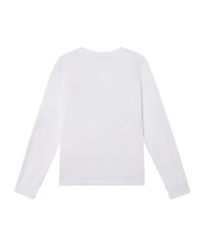 Stone Island White Long-sleeve Crewneck T-shirt With Logo Patch On The Front In Cotton Man In White