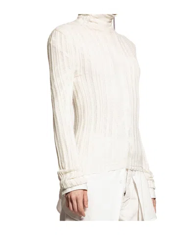 Ann Demeulemeester Aamu Irregular Rib Turtleneck Sweater In White
